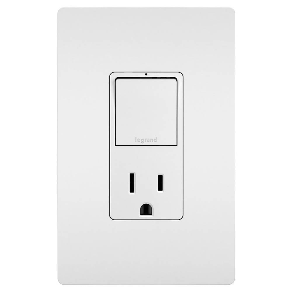 Legrand - radiant Single-Pole/3-Way Switch with 15A Tamper-Resistant Outlet, White - White