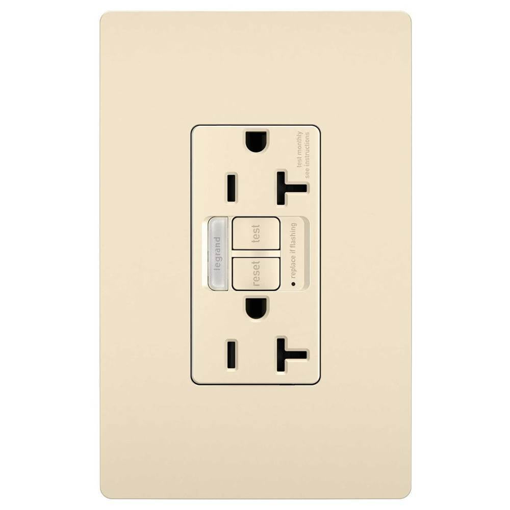 Legrand - radiant 20A Tamper-Resistant Self-Test GFCI Outlet with Night Light, Light Almond - Light Almond