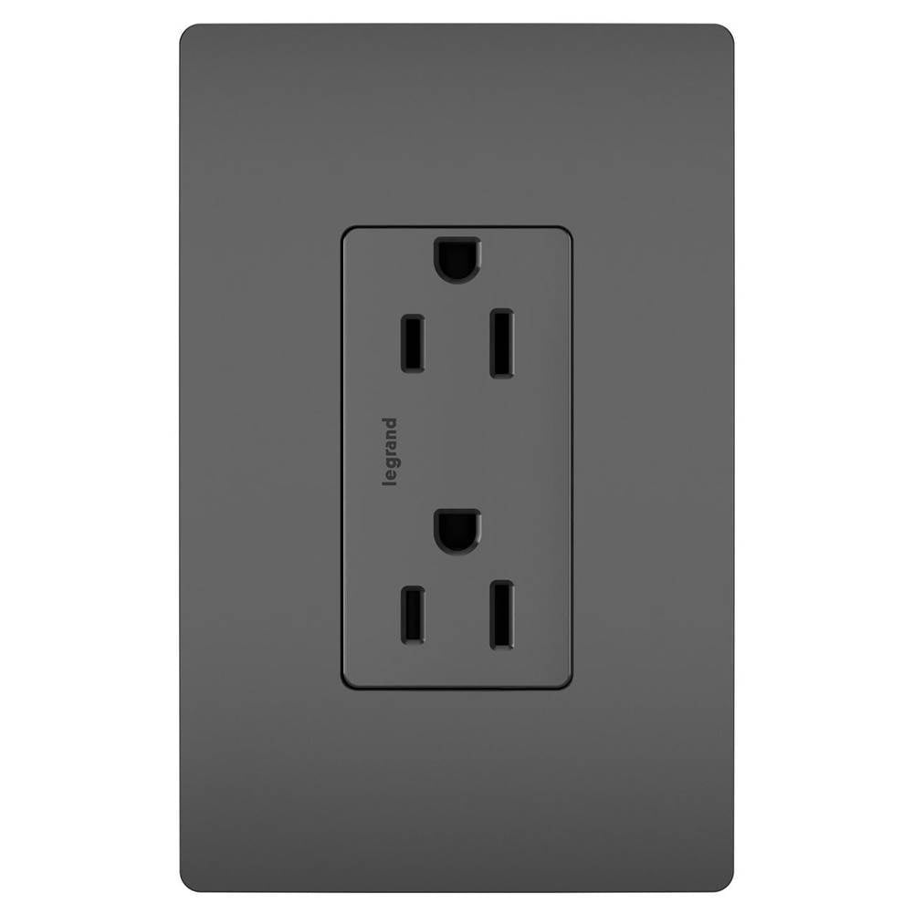 Legrand - radiant 15A 125V Duplex Tamper-Resistant Outlet, Black - Black