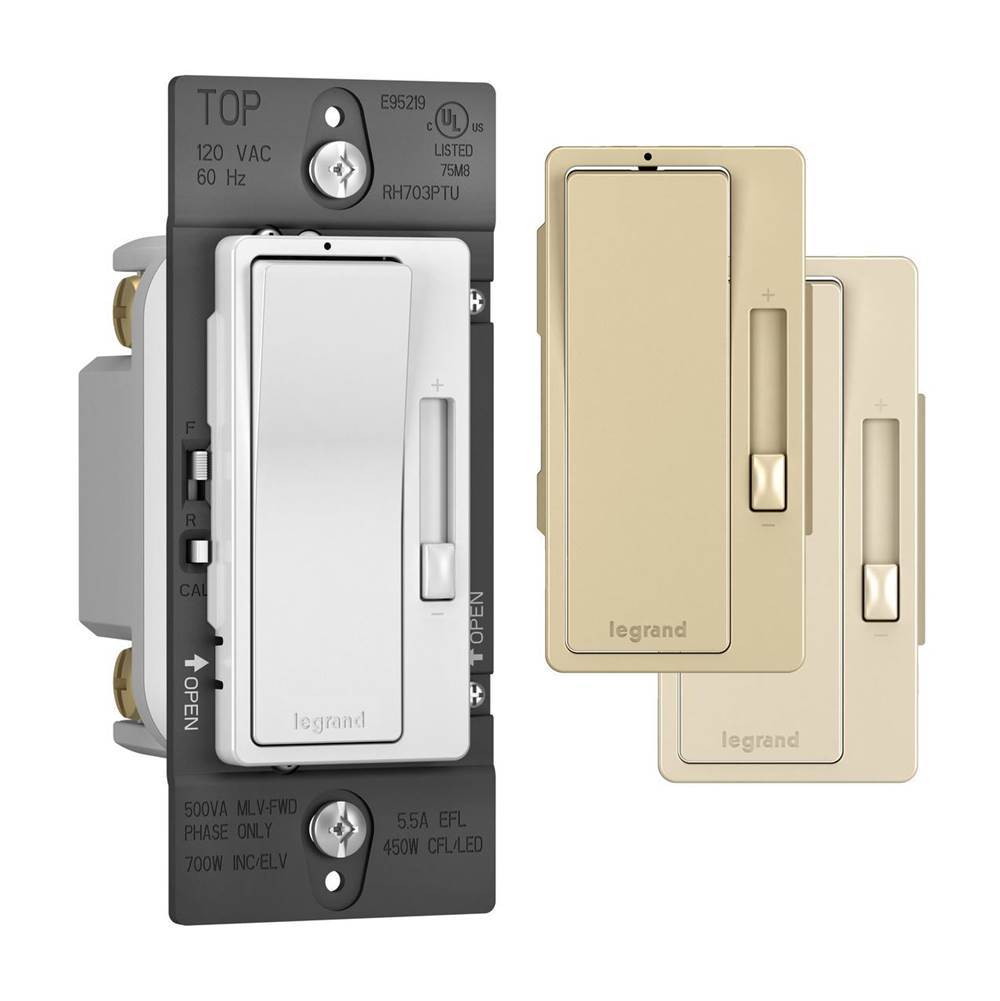 Legrand - radiant Tru-Universal Single Pole/3-Way Dimmer, Tri Color (WH, IV, LA) - Tri Color