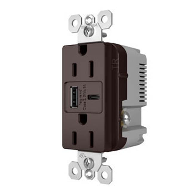 radiant 15A Tamper-Resistant Ultra-Fast USB Type-A/C Outlet, Dark Bronze