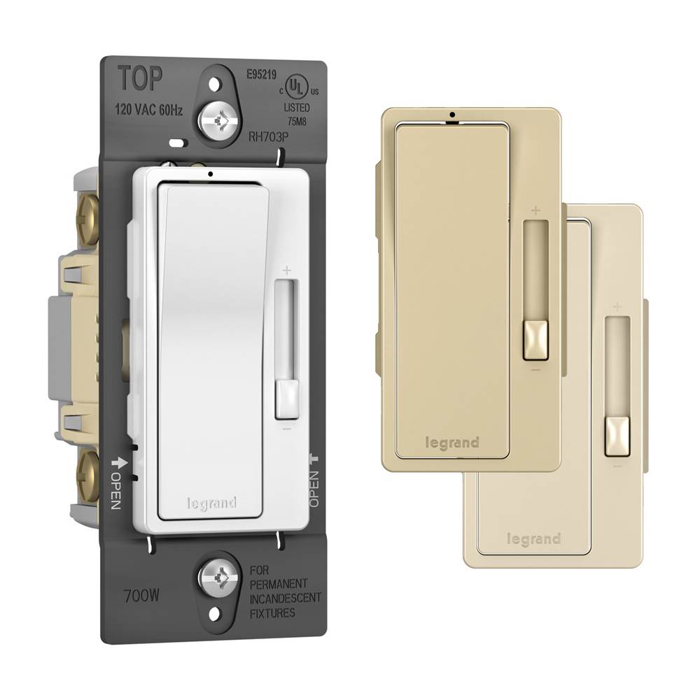 Legrand - radiant Incandescent Pole/3-Way Dimmer, Tri Color (WH, IV, LA) - Tri Color