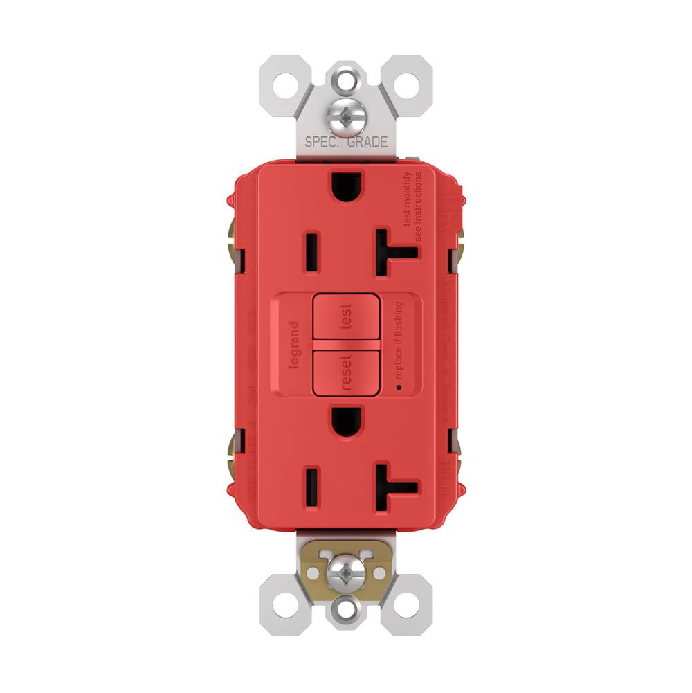 radiant Spec-Grade 20A Tamper-Resistant Self-Test GFCI Receptacle, Red