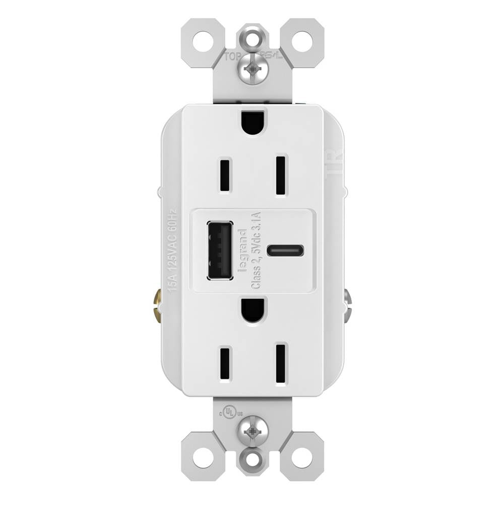 radiant 15A Tamper-Resistant USB Type A/C Outlet, Black