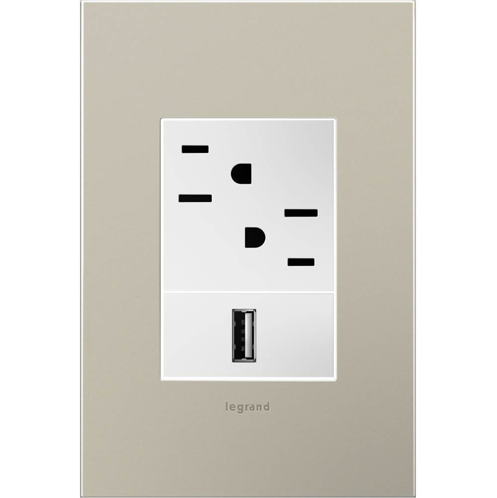 Brushed Stainless Steel, 1-Gang + Wall Plate