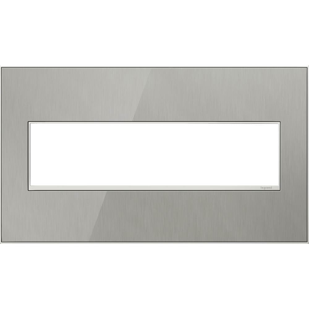 Legrand - Brushed Stainless, 4-Gang Wall Plate - Mirror Brushed Stainless