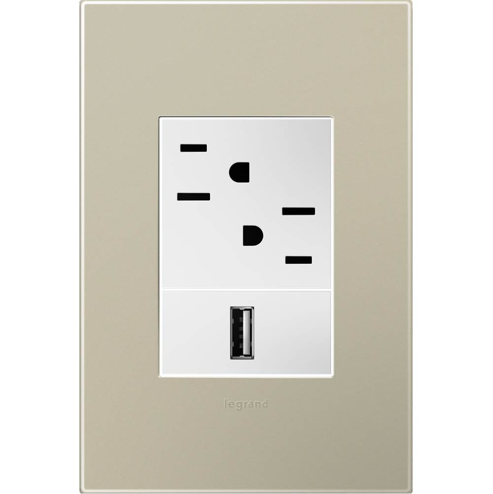 Legrand - Titanium, 1-Gang + Wall Plate - Titanium