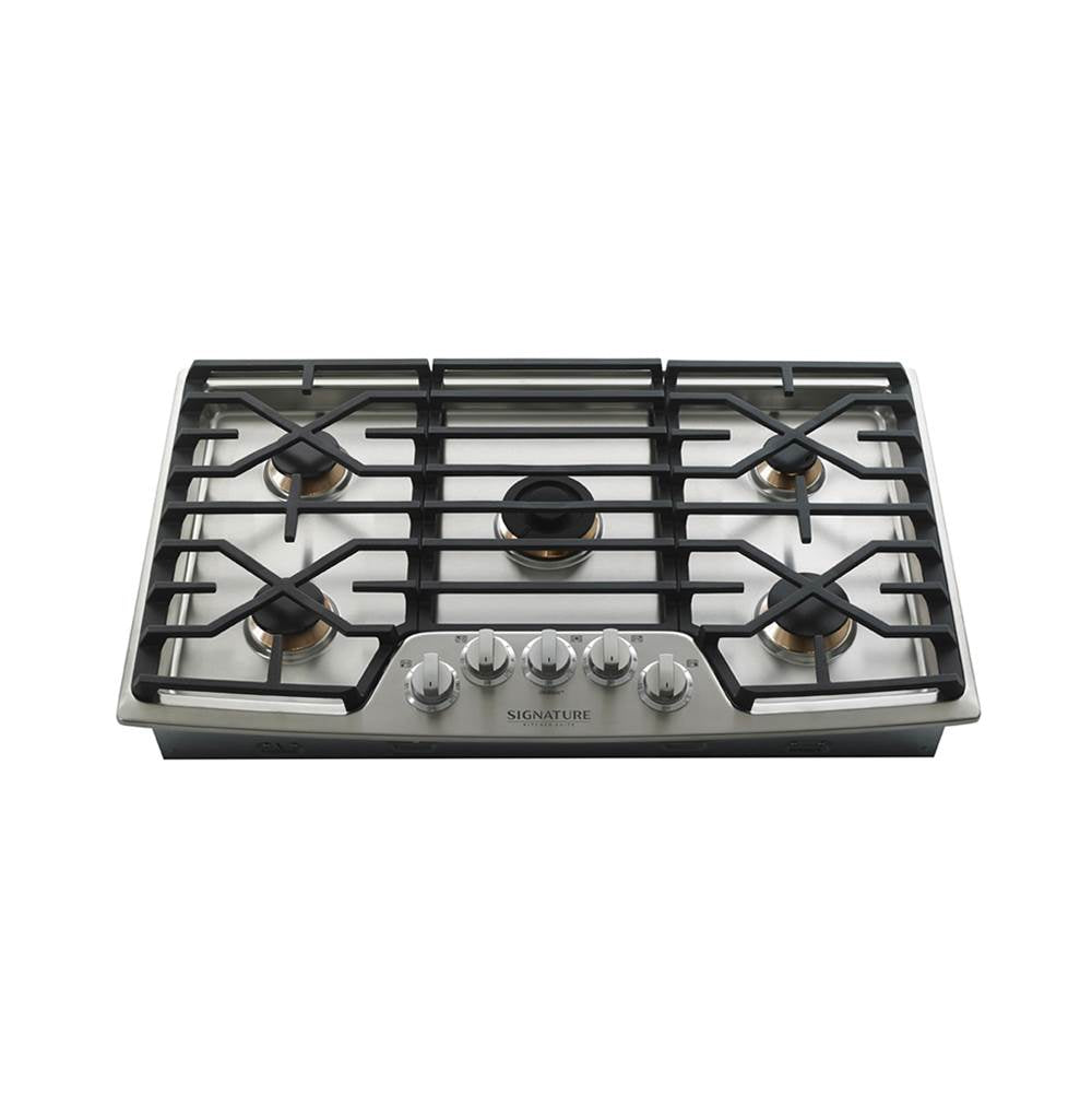 LG Signature Kitchen Suite - Gas Cooktop, 30'', Red LED Knob Accents, 19000 Btu RapidHeat Center Burner, 5 Sealed Burners and 3 Continuous Heavy-Duty Cast Iron Grates