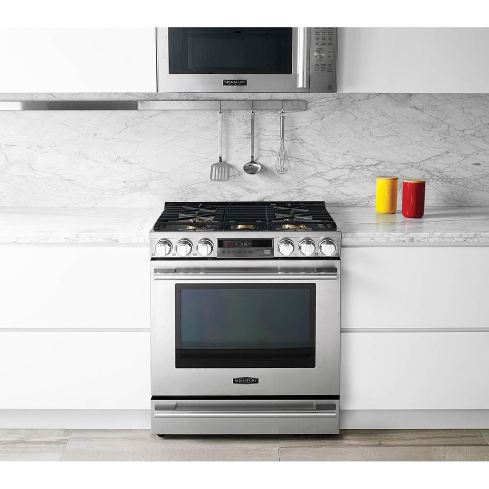 Large Capacity 30'' Slide-in Gas Range, 6.3 cu-ft, ProBake Convection, RapidHeat 19000 Btu Burner