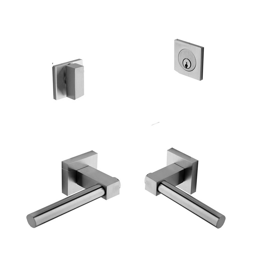 Linnea - Entrance trim for lever by lever application mortise lock using 52mm, Square rose, Satin SS - Satin Stainless Steel