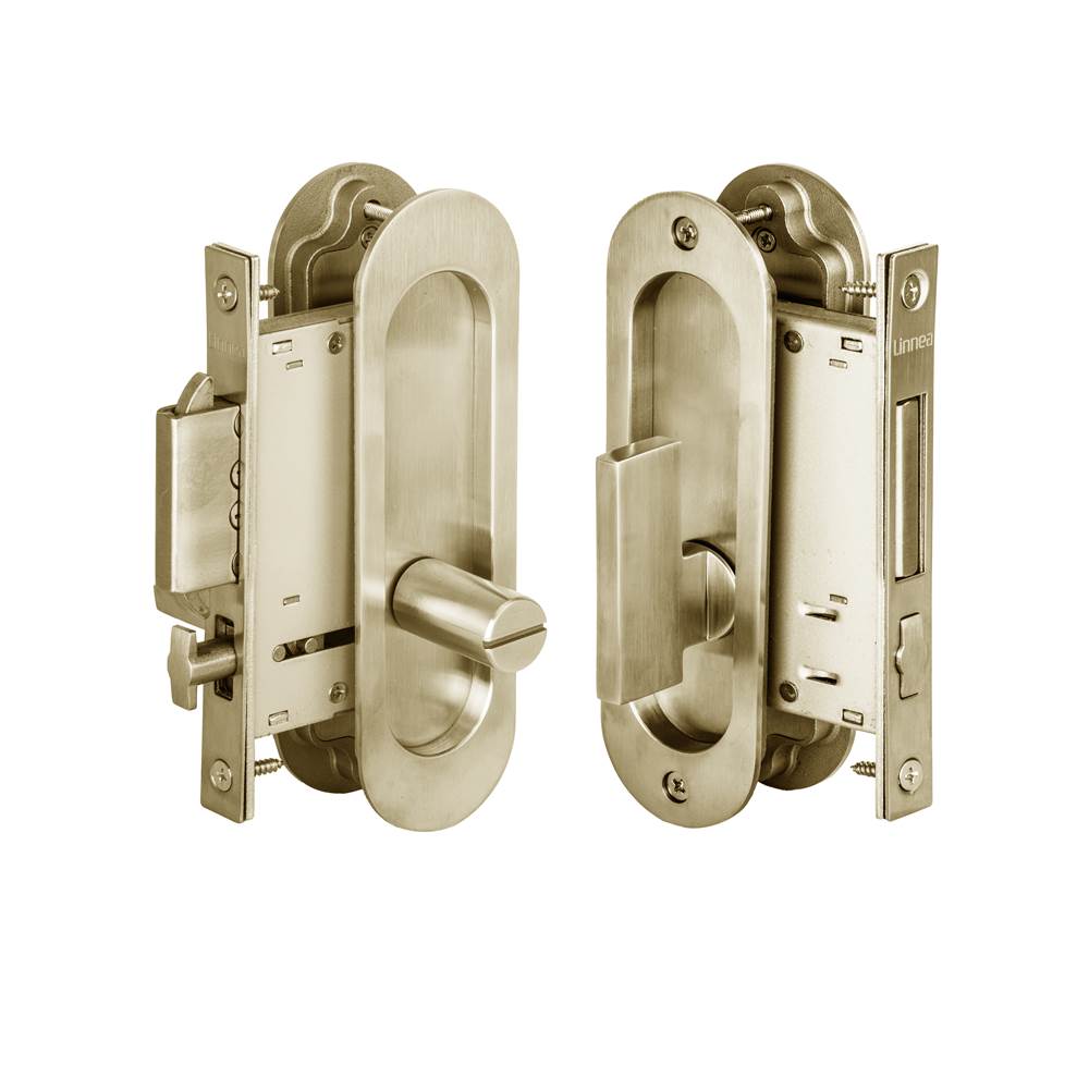 Linnea - Pocketdoor Lock, Satin Brass - Satin Brass