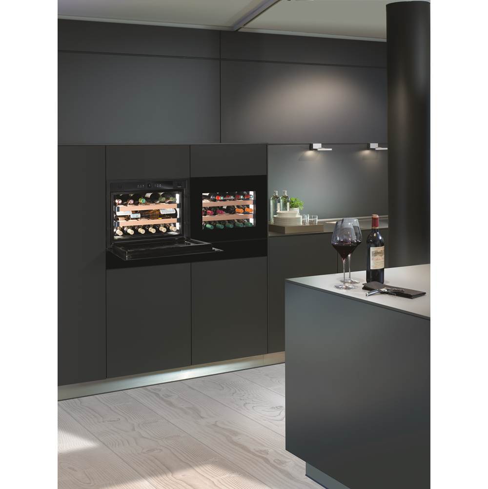 Built-In 1-Zone Wine, With Black Glass Pull-Down Door