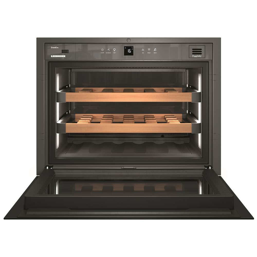 Built-In 1-Zone Wine, With Black Glass Pull-Down Door