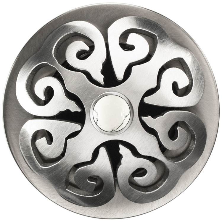 Linkasink - Hawaiian Quilt Grid Strainer - White Stone Screw, No Overflow - Satin Smooth Stainless Steel