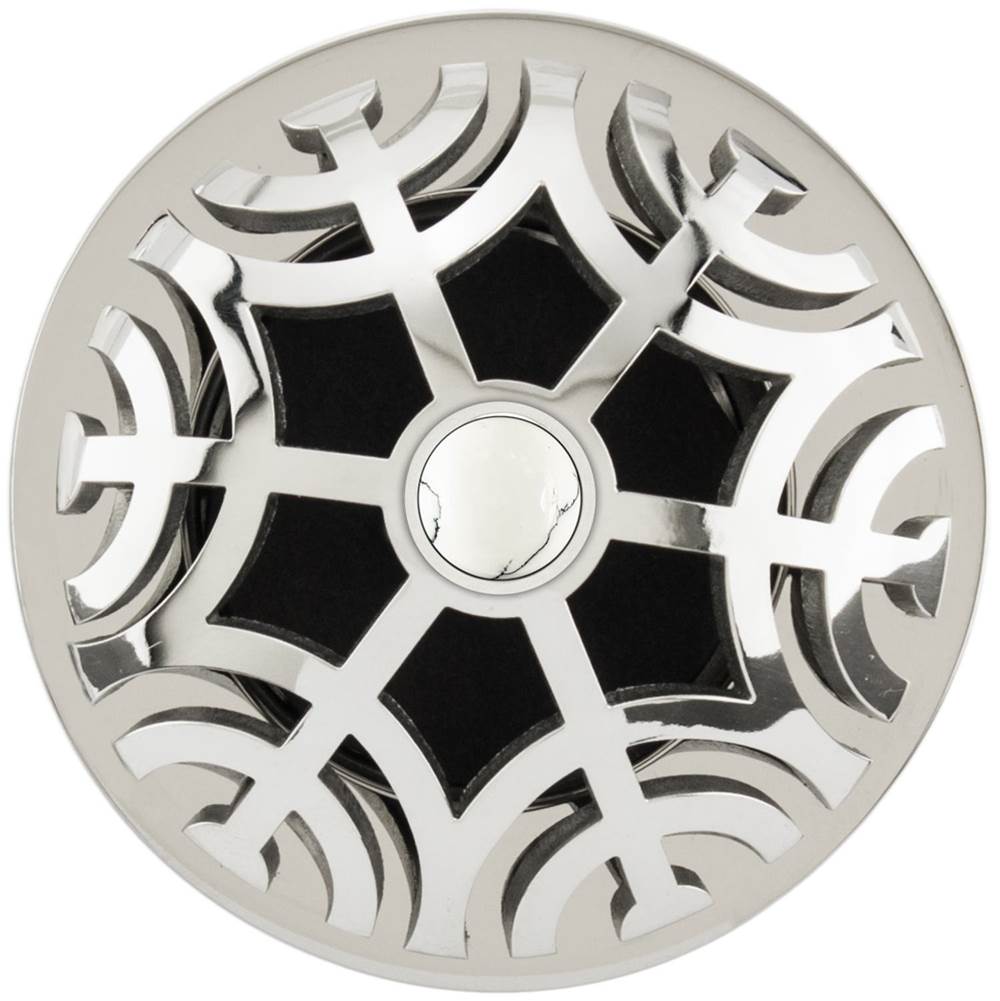 Linkasink - Maze Grid Strainer - Polished Smooth Finish..White Stone Screw, No Overflow - Polished Smooth Stainless Steel