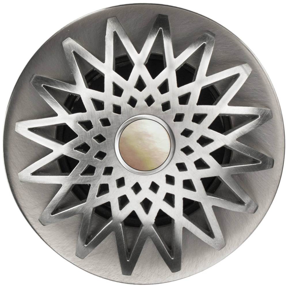 Linkasink - Star Grid Strainer - White Stone Screw, With Overflow - Satin Smooth Stainless Steel