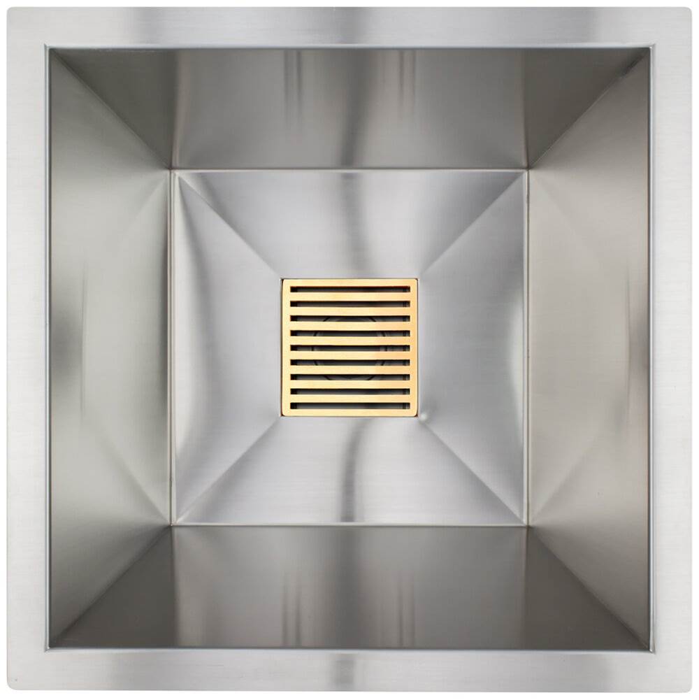 Linkasink - Small Square Steel Bars - Satin Unlacquered Brass