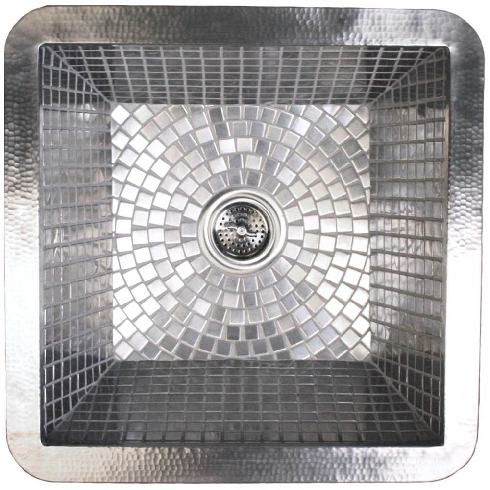 Linkasink - Hammered Stainless Steel - Drop-In Small Square w/ Stainless Steel Mosaic Interior - Stainless Steel