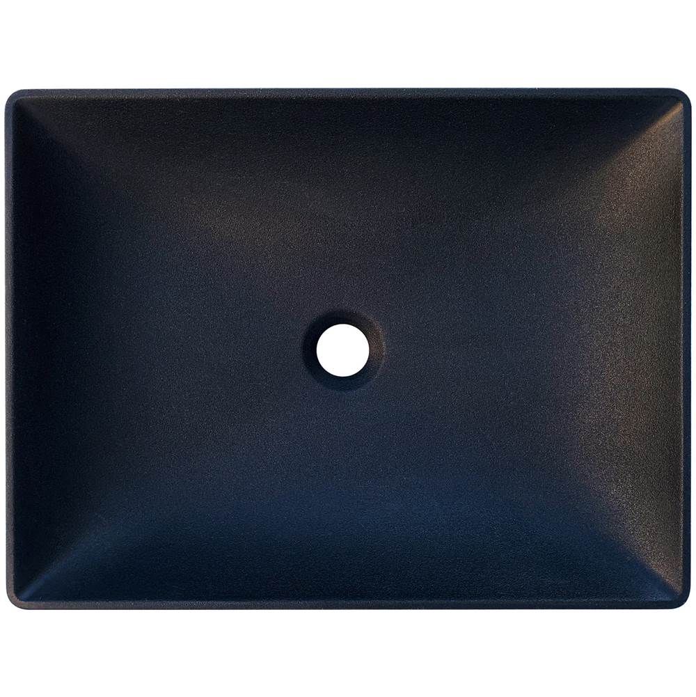 Linkasink - LILY: Concrete Rectangle Semi-Recessed Vessel Sink - Black Concrete