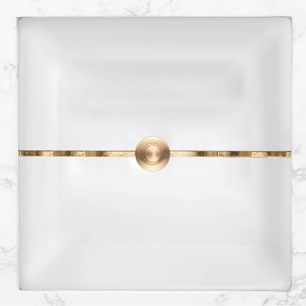 Linkasink - AG01 STRIPE - White Glass with Brass accent