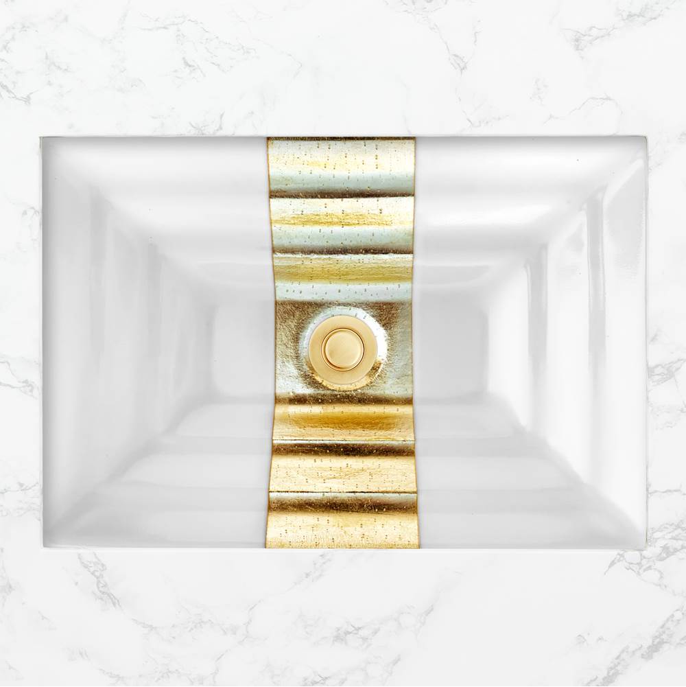 Linkasink - AG11 'GLOMIS' RIBBON - White Glass with Gold accent