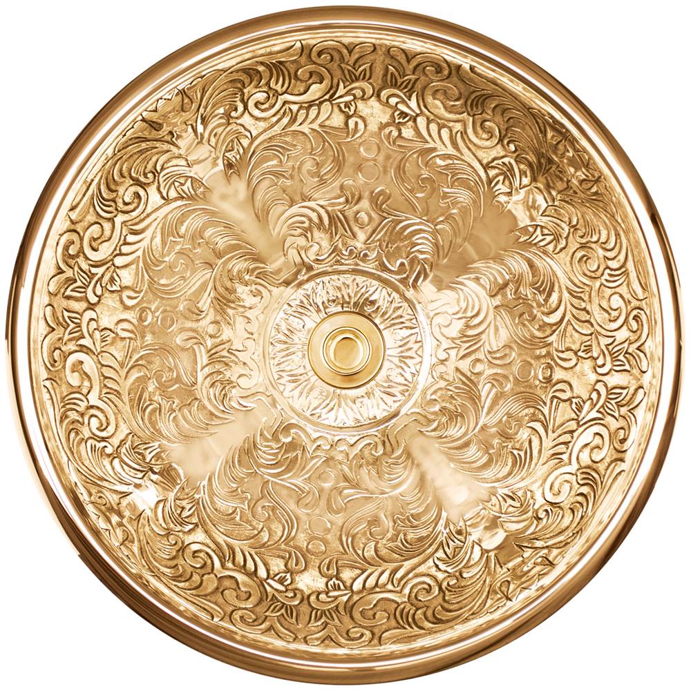 Linkasink - Large Round Brocade - Polished Unlacquered Brass