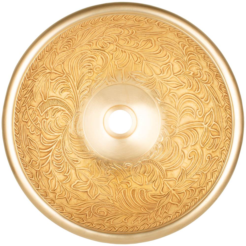 Linkasink - Small Round Botanical - Satin Unlacquered Brass
