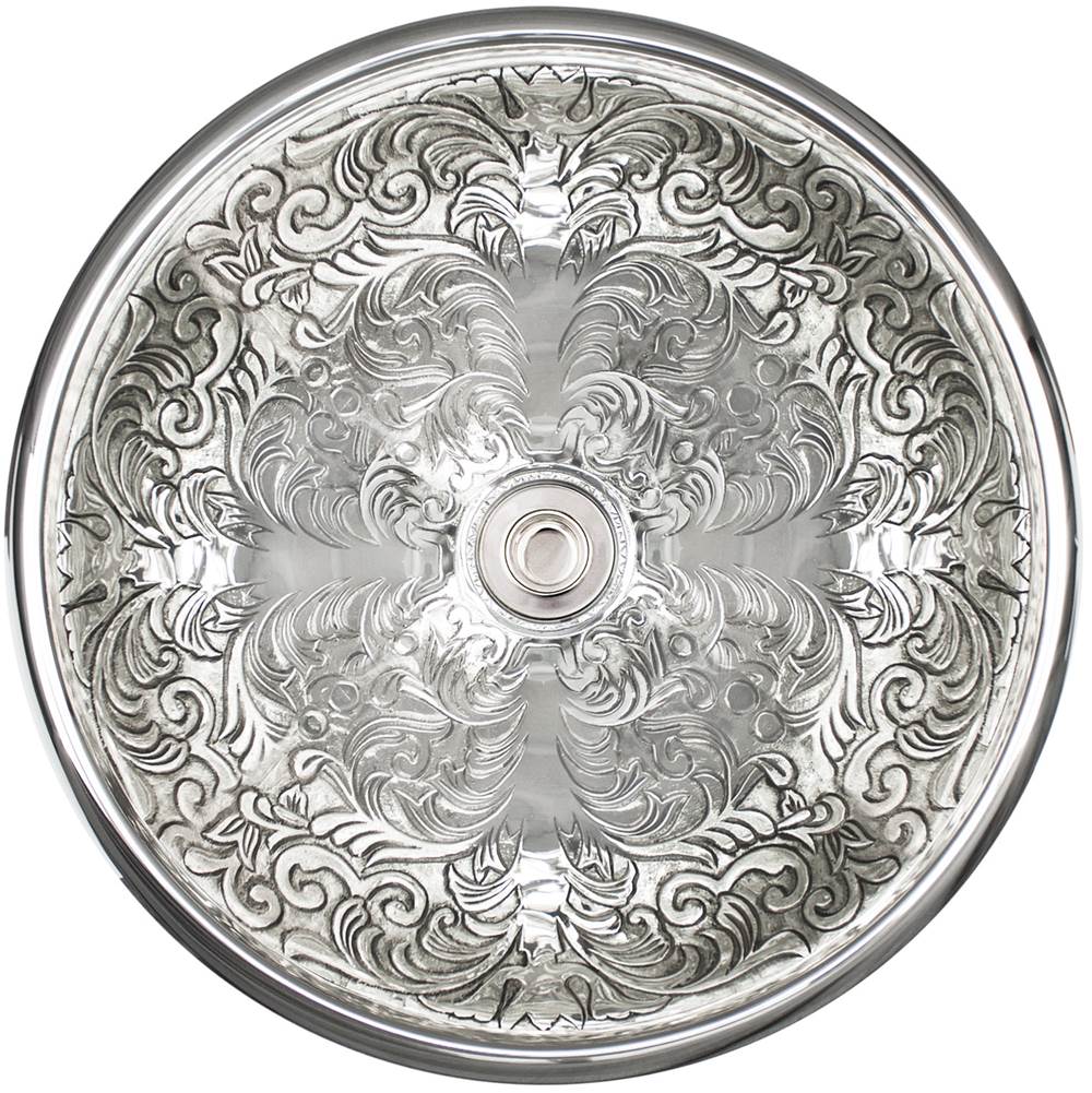 Linkasink - Small Round Brocade - Polished White Bronze