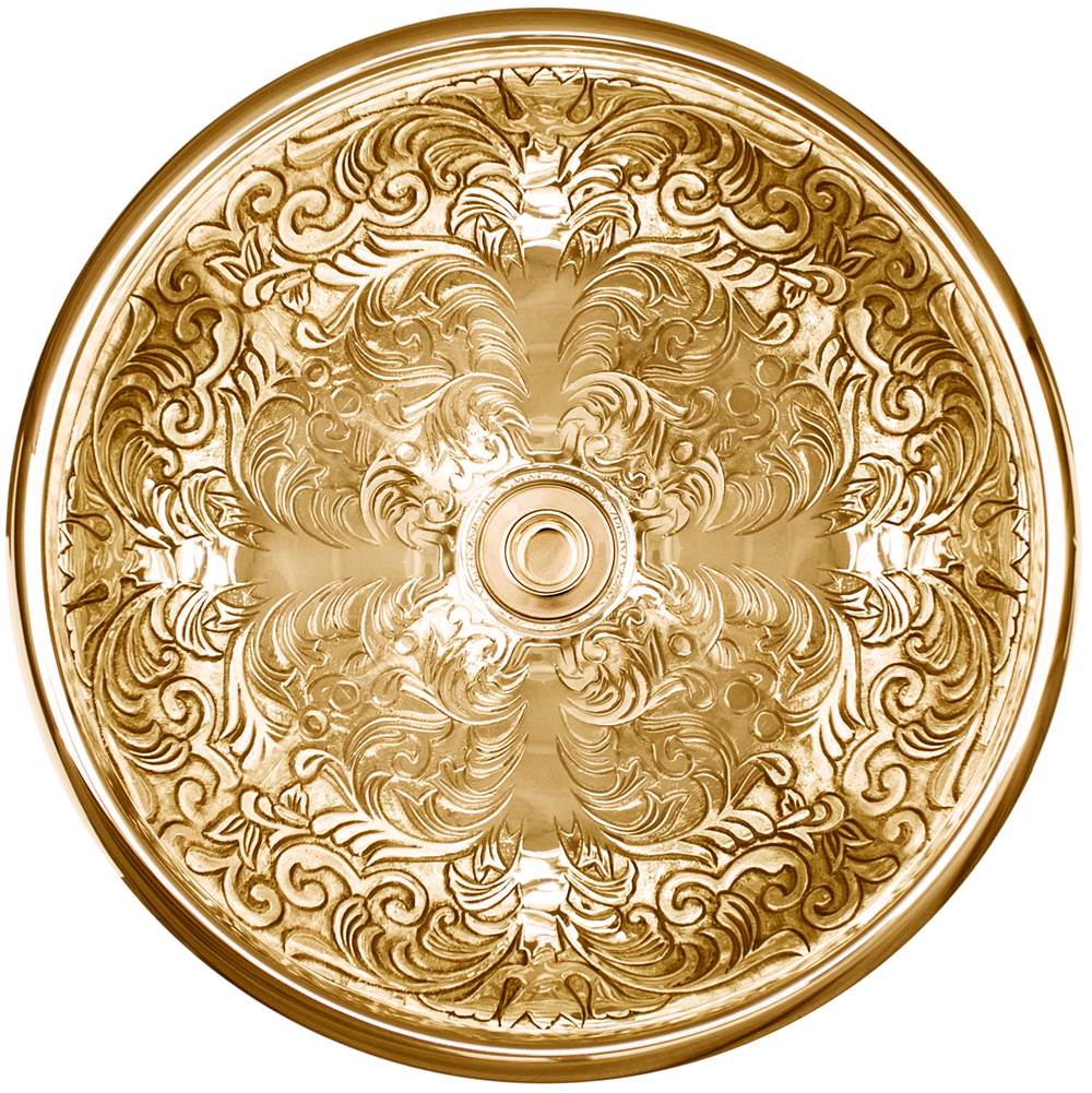 Linkasink - Small Round Brocade - Polished Unlacquered Brass