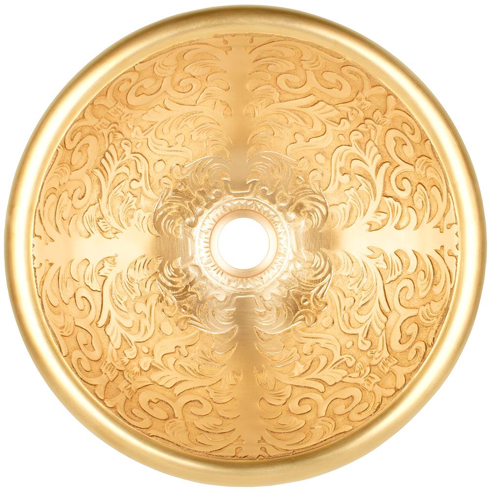 Linkasink - Small Round Brocade - Satin Unlacquered Brass