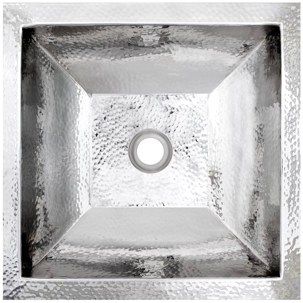 Linkasink - Coco Square Builder's Series Hammered Metal - Polished Stainless Steel