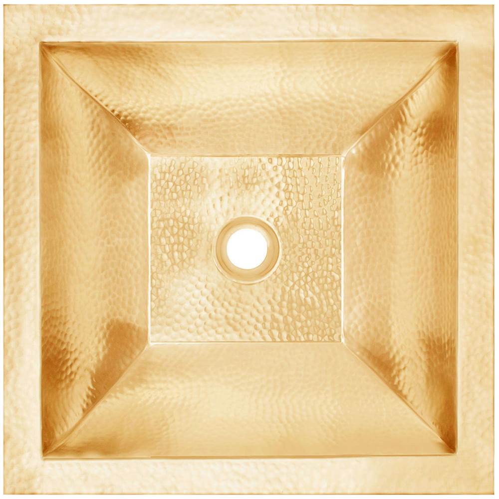 Linkasink - Coco Square Builder's Series Hammered Metal - Satin Unlacquered Brass