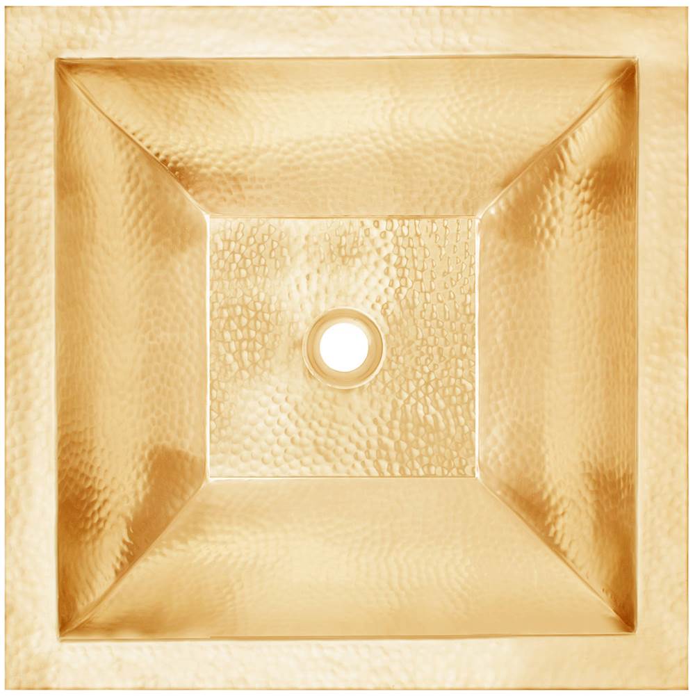 Linkasink - Coco Shallow Square Builder's Series Hammered Metal - Satin Unlacquered Brass