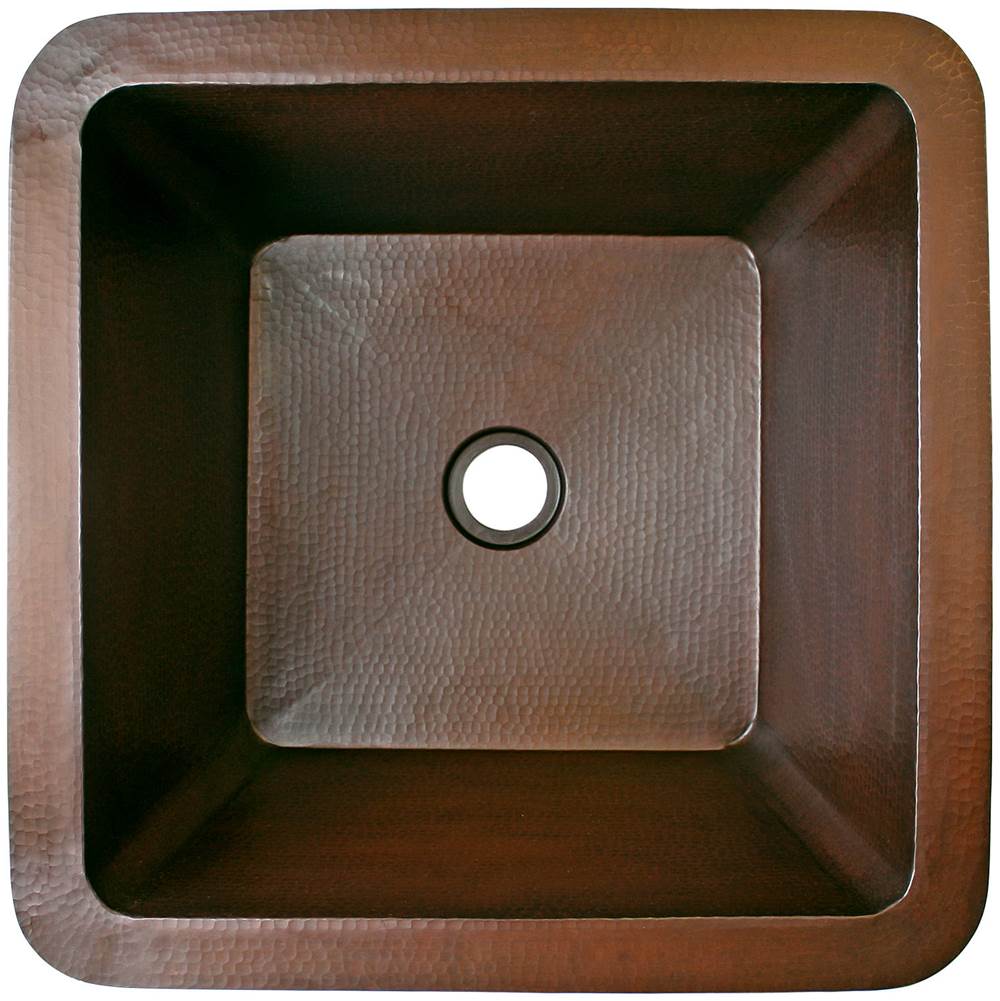 Linkasink - Hammered Small Square with 2'' drain opening - Dark Bronze
