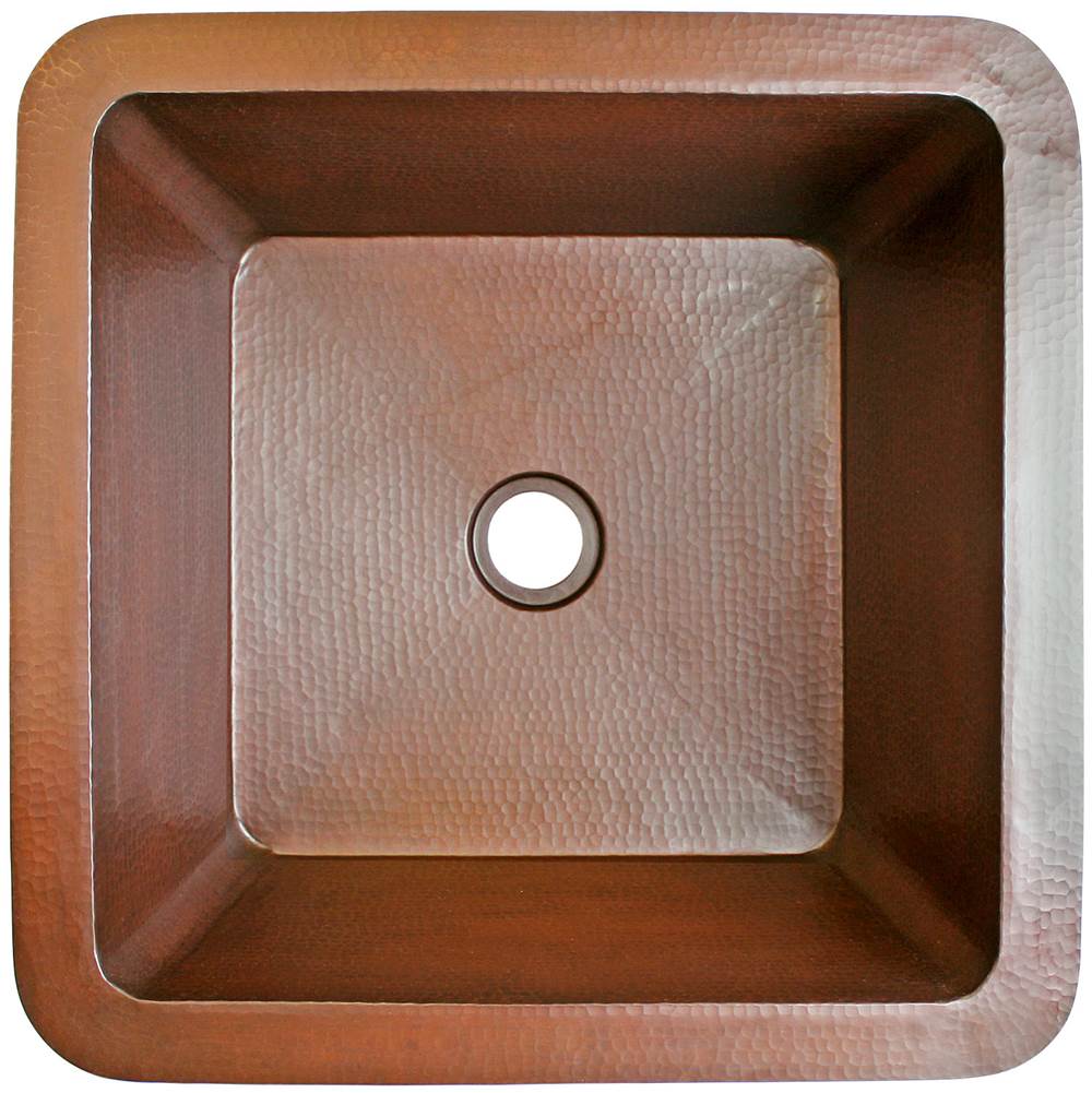 Linkasink - Hammered Small Square with 2'' drain opening - Weathered Copper