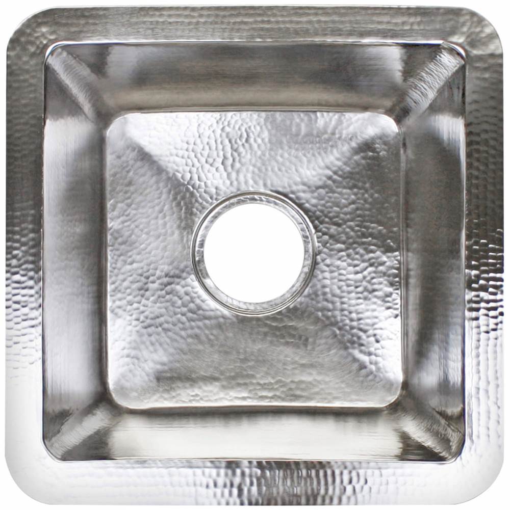 Linkasink - Hammered Small Square with 3.5'' drain opening - Satin Nickel