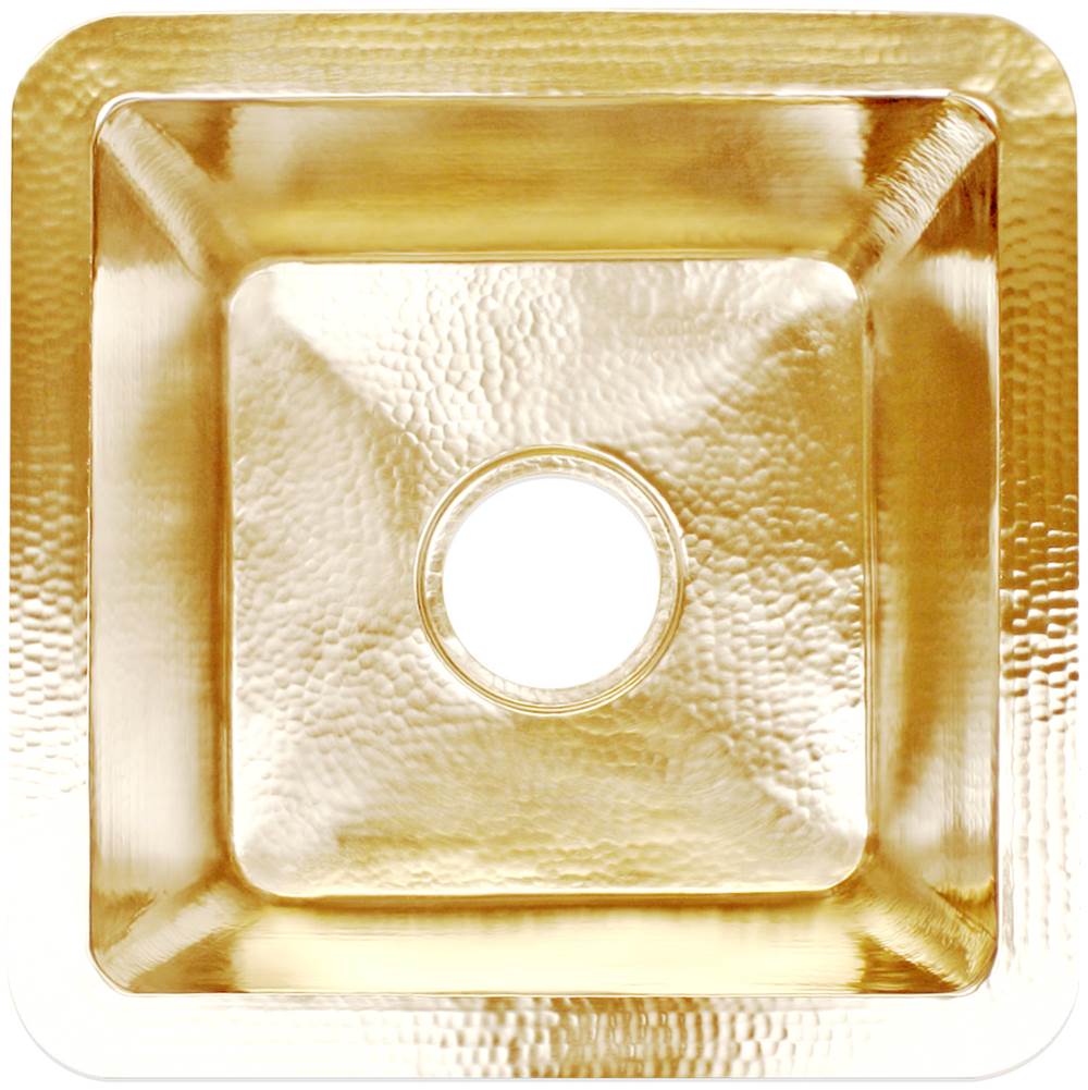 Linkasink - Hammered Small Square with 3.5'' drain opening - Satin Unlacquered Brass