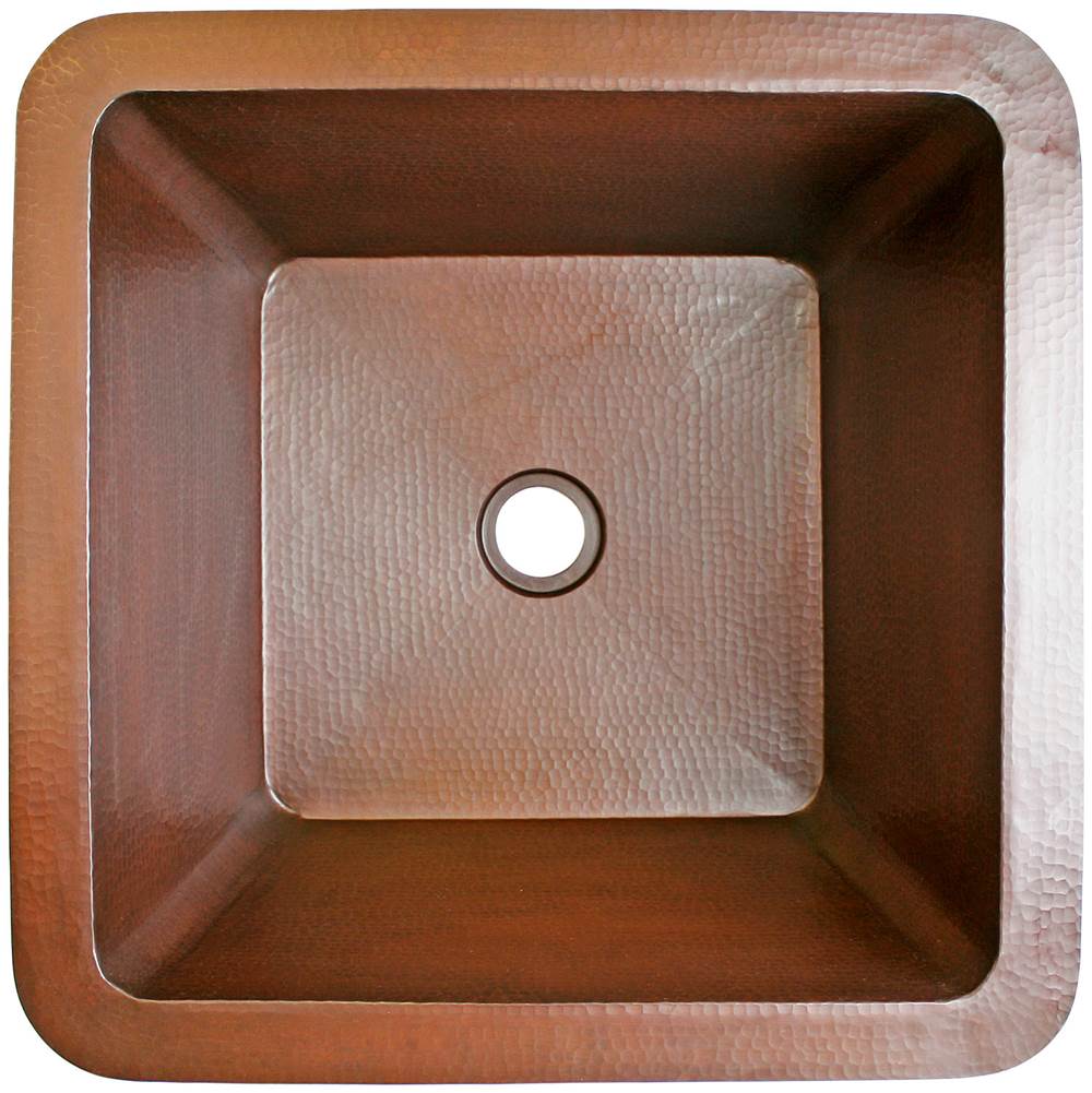 Linkasink - Hammered Large Square with 2'' drain opening - Weathered Copper