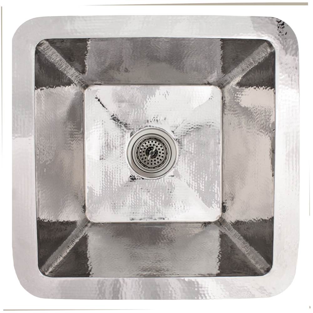 Linkasink - Hammered Large Square with 3.5'' drain opening - Polished Stainless Steel