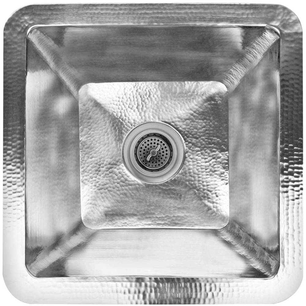 Linkasink - Hammered Large Square with 3.5'' drain opening - Stainless Steel