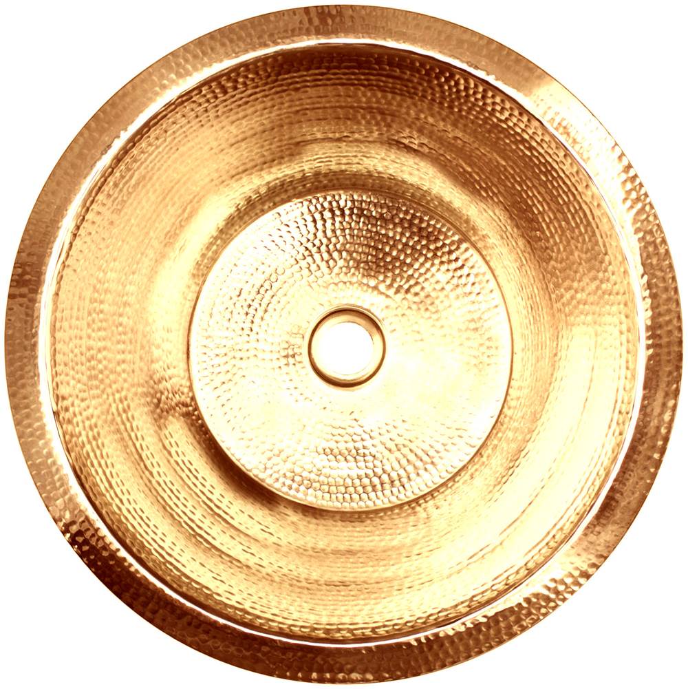 Linkasink - Hammered Small Round Flat Bottom Bar/Utility, 1.5'' drain opening - Polished Unlacquered Brass
