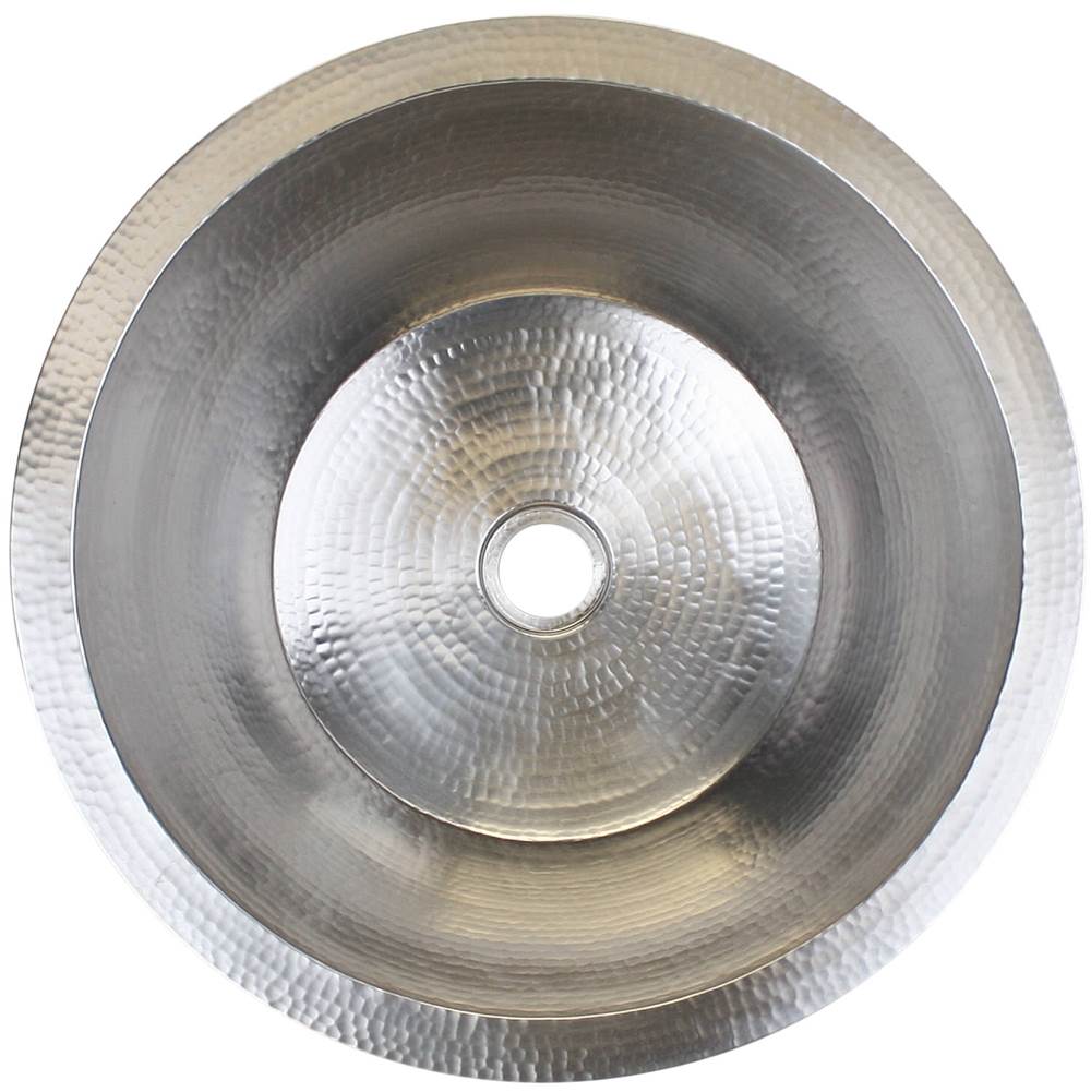 Linkasink - Hammered Small Round Flat Bottom Bar/Utility, 1.5'' drain opening - Satin Nickel