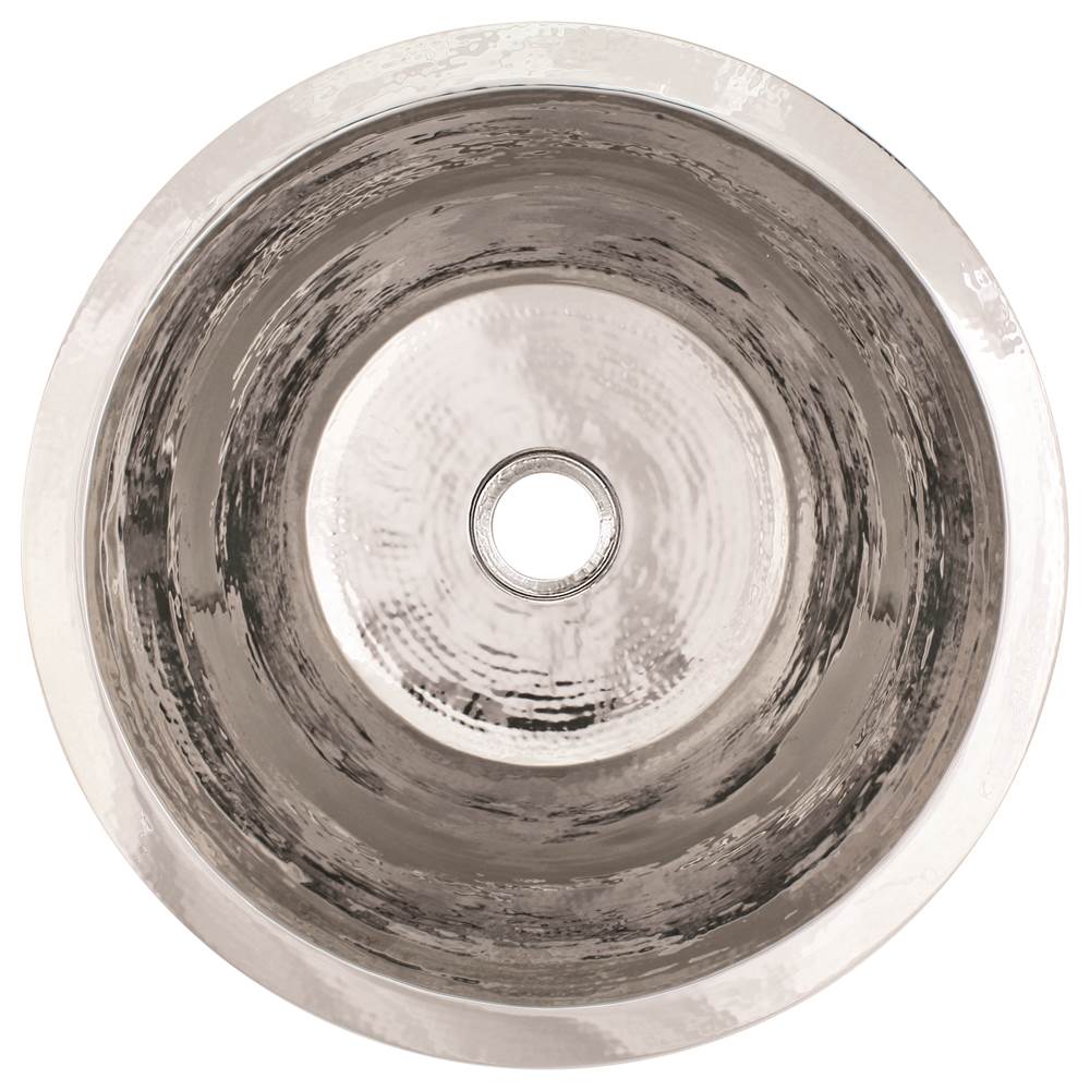 Linkasink - Hammered Small Round Flat Bottom Bar/Utility, 2'' drain opening - Polished Stainless Steel