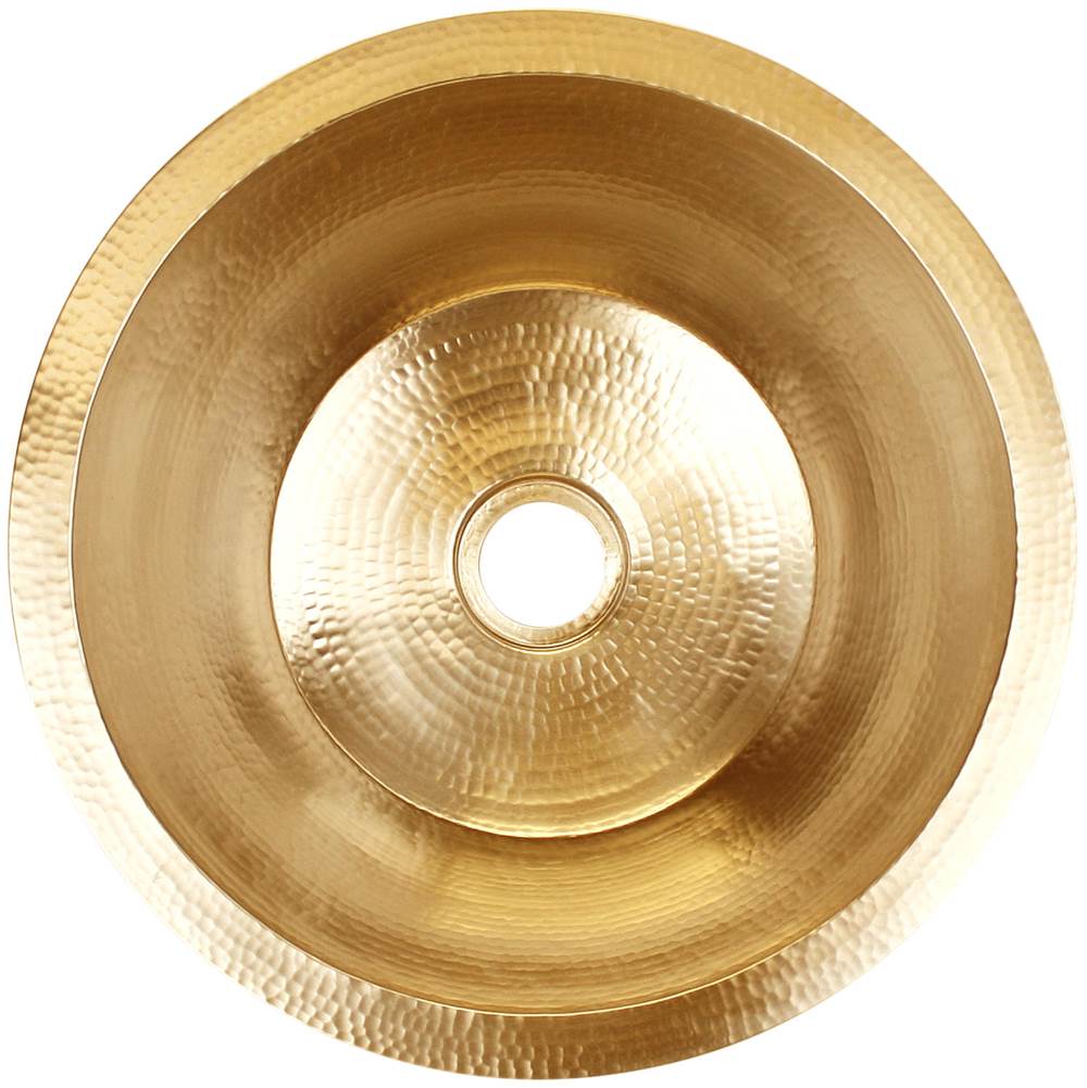 Linkasink - Hammered Small Round Flat Bottom Bar/Utility, 2'' drain opening - Satin Unlacquered Brass