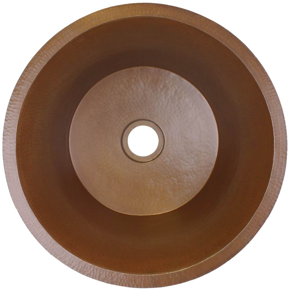 Linkasink - Hammered Small Round Flat Bottom Bar/Utility, 2'' drain opening - Weathered Copper
