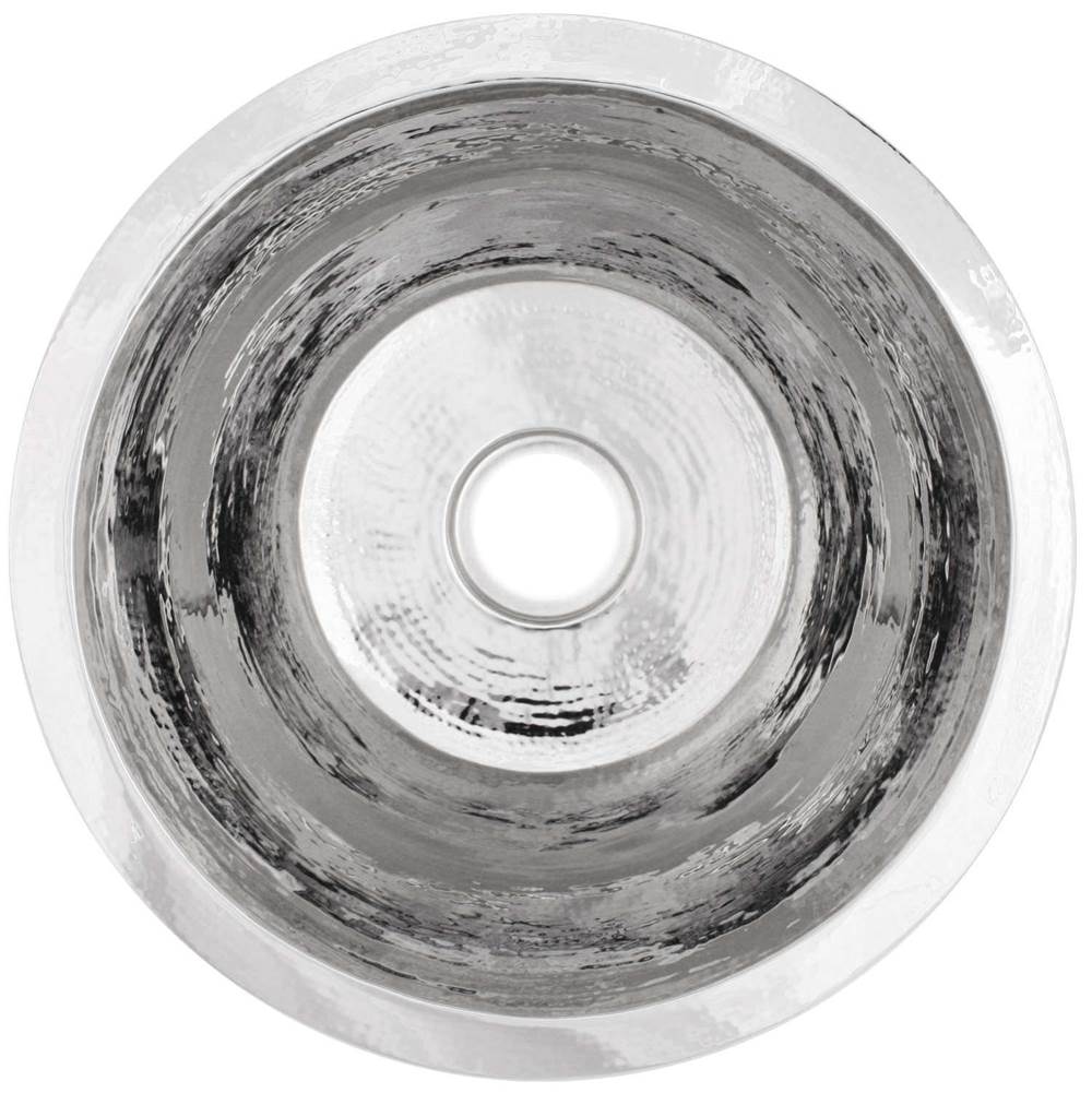 Linkasink - Hammered Small Round Flat Bottom Bar/Utility, 3.5'' drain opening - Polished Stainless Steel