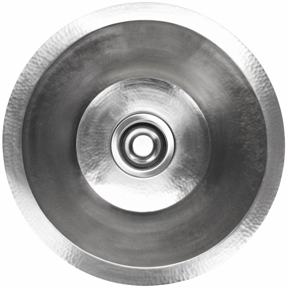 Linkasink - Hammered Small Round Flat Bottom Bar/Utility, 3.5'' drain opening - Satin Stainless Steel
