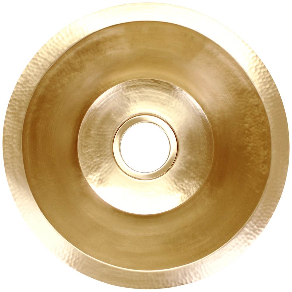 Linkasink - Hammered Small Round Flat Bottom Bar/Utility, 3.5'' drain opening - Satin Unlacquered Brass