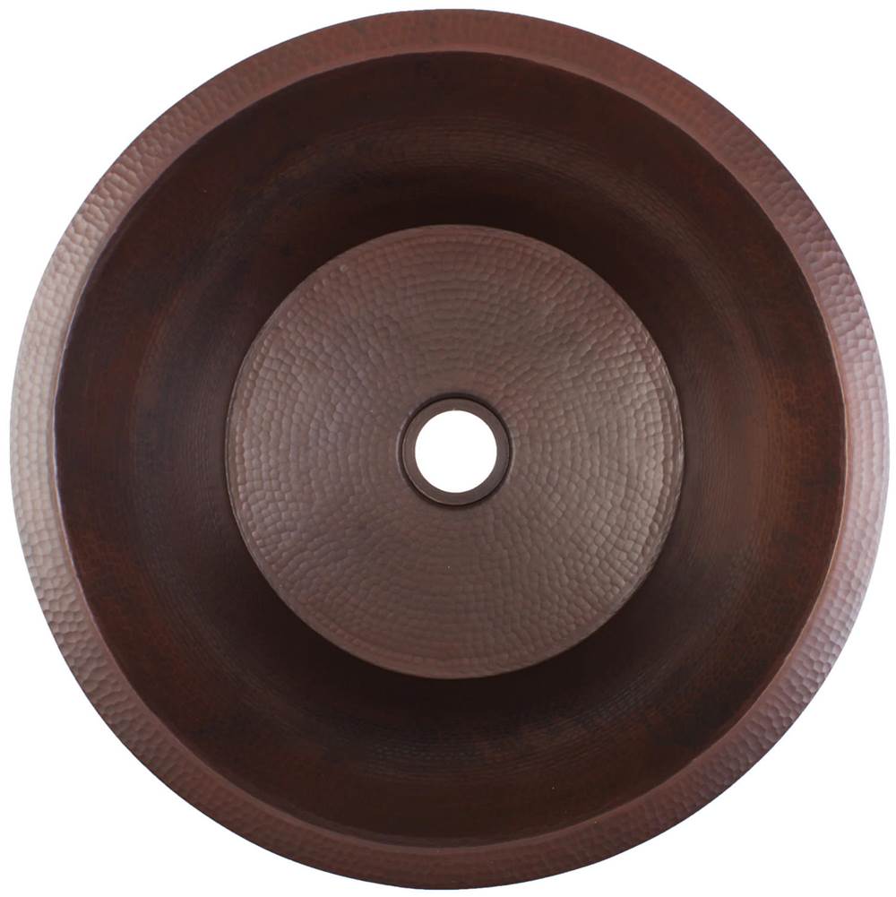 Linkasink - Hammered Large Round Flat Bottom Bar/Utility with 2'' drain opening - Dark Bronze