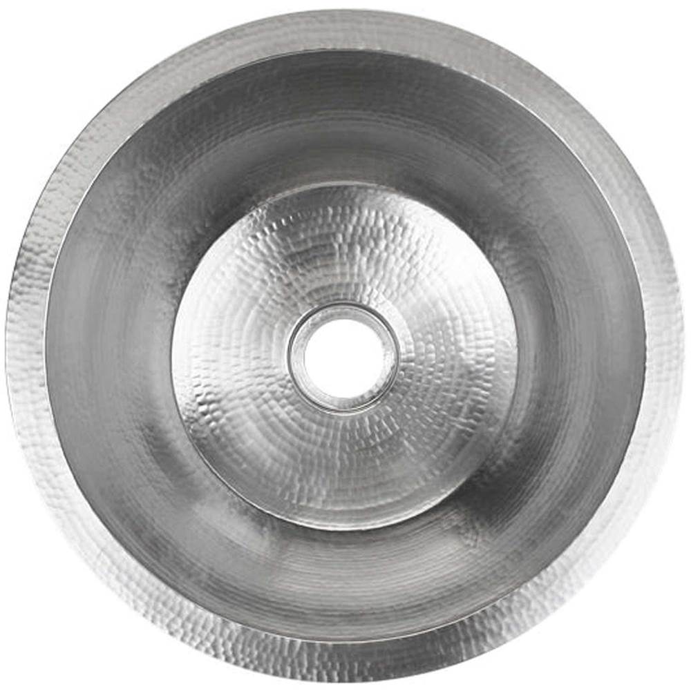Linkasink - Hammered Large Round Flat Bottom Bar/Utility with 2'' drain opening - Satin Stainless Steel
